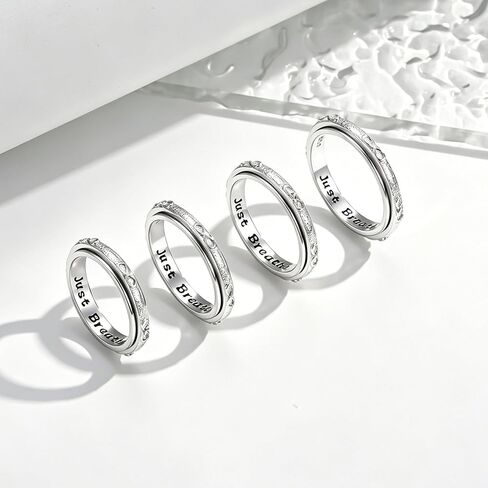 Infinity Spinner Fidget Anxiety Ring 925 Sterling Silver Just Breathe Stress Relief Spinner Rings for Women, Calming ADHD Autism Focus Jewelry Gifts in Saudi Arabia