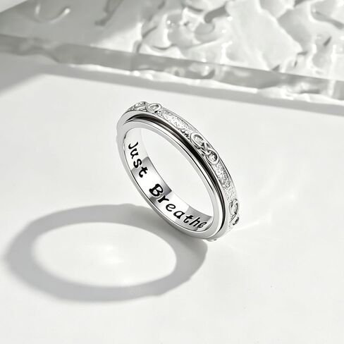 Infinity Spinner Fidget Anxiety Ring 925 Sterling Silver Just Breathe Stress Relief Spinner Rings for Women, Calming ADHD Autism Focus Jewelry Gifts in Saudi Arabia