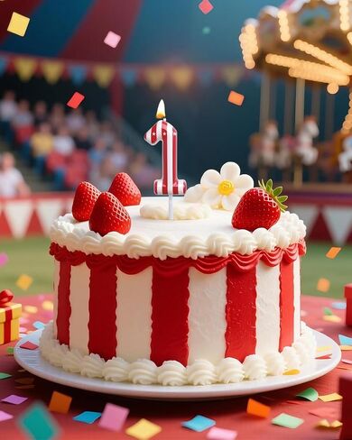 Circus Carnival Birthday Candles 1st Red and White Stripe Cake Toppers Number 1 Candle for Carnival Birthday Decorations Circus Party Supplies in Saudi Arabia