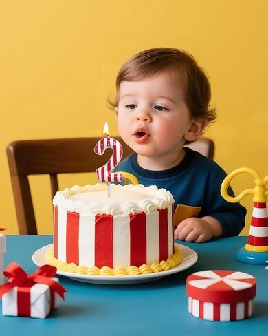 Circus Carnival Birthday Candles 1st Red and White Stripe Cake Toppers Number 1 Candle for Carnival Birthday Decorations Circus Party Supplies in Saudi Arabia