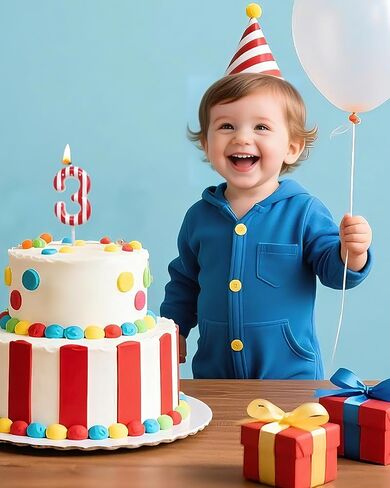 Circus Carnival Birthday Candles 1st Red and White Stripe Cake Toppers Number 1 Candle for Carnival Birthday Decorations Circus Party Supplies in Saudi Arabia