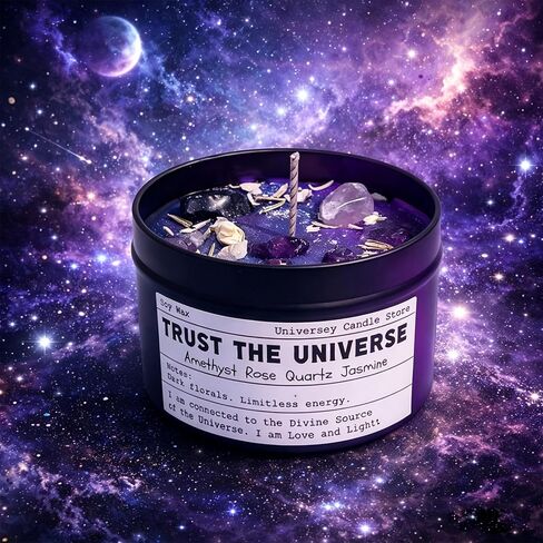 Manifestation Healing Chakra Candles, Energy Balance & Emotional Support Spiritual Candle for Law of Attraction Ritual, Empowering Women Gifts, Birthday & Graduation Present（Trust The Universe in Saudi Arabia