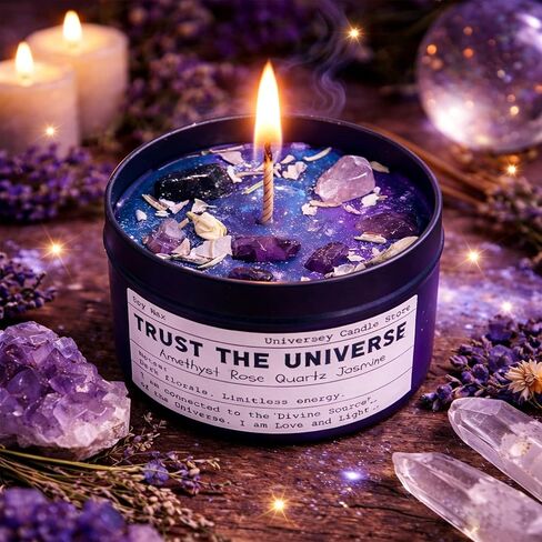 Manifestation Healing Chakra Candles, Energy Balance & Emotional Support Spiritual Candle for Law of Attraction Ritual, Empowering Women Gifts, Birthday & Graduation Present（Trust The Universe in Saudi Arabia
