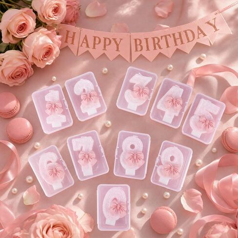 Number 4 Birthday Candle with Pink Bow – Pink Glitter 4 Candle Cake Topper for Girls, 4th Birthday Decorations, Birthday Cake Decor, Anniversary Celebration Party Supplies in Kuwait