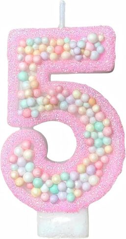Pink Number 0 Birthday Candle - Macaron Foam Ball Cake Candles - Pastel Glitter Cake Toppers for Women Girls, Baby Shower, Princess Theme Party - Sweet Fairy Baby Gender Reveal Decorations in Saudi Arabia