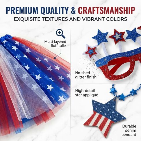 4th of July Outfits for Women-6-Piece Set Red White and Blue Accessories Includes Tutu Skirt USA Sunglasses American Flag, Fourth of July Outfit 250th Anniversary Patriotic & Halloween Costumes in Saudi Arabia