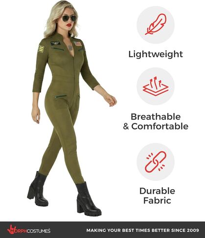 زي Morph Pilot للسيدات، بدلة الطيران النسائية، الأزياء العسكرية النسائية، أزياء الهالوين العسكرية النسائية in Kuwait