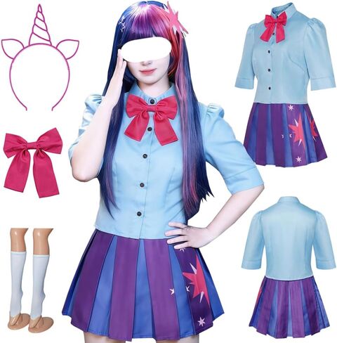 MYSUPERSTAR Twilight Sparkle Costume Purple Dress Twilight Sparkle Outfit With Hairband Party in Saudi Arabia