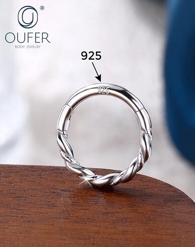 OUFER 925 Sterling Silver Septum Rings 16g, Hinged Segment Clicker Septum Jewelry, Nose Rings Hoops, Helix Daith Tragus Cartilage Piercing Jewelry for Women in Kuwait