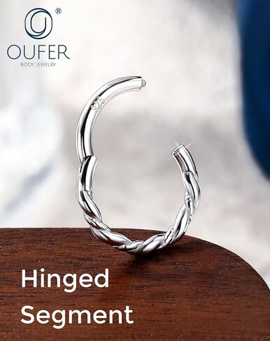 OUFER 925 Sterling Silver Septum Rings 16g, Hinged Segment Clicker Septum Jewelry, Nose Rings Hoops, Helix Daith Tragus Cartilage Piercing Jewelry for Women in Kuwait