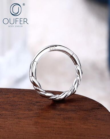 OUFER 925 Sterling Silver Septum Rings 16g, Hinged Segment Clicker Septum Jewelry, Nose Rings Hoops, Helix Daith Tragus Cartilage Piercing Jewelry for Women in Kuwait