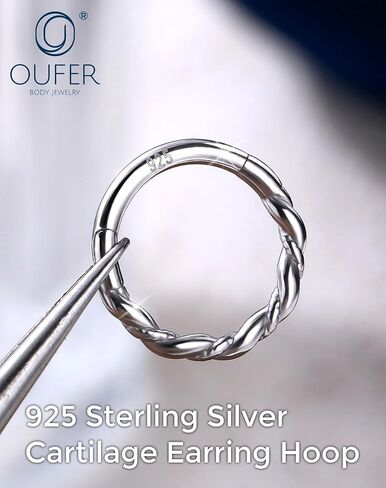 OUFER 925 Sterling Silver Septum Rings 16g, Hinged Segment Clicker Septum Jewelry, Nose Rings Hoops, Helix Daith Tragus Cartilage Piercing Jewelry for Women in Kuwait