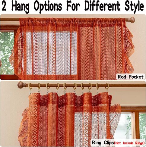 Sutuo Home Beige Boho Sheer Curtains 84 inches long for Bedroom&Living Room, Ruffle Lace Curtains Crochet Bohemian Farmhouse Vintage Wave Drape Cottagecore Window Treatments Rod Pocket, 2 Panels 50" W in Saudi Arabia