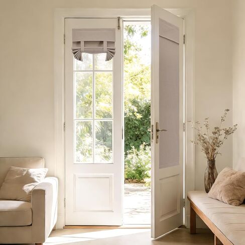 Joydeco 100% Linen Blackout French Door Curtains, Modern Farmhouse Privacy Thermal Insulated Door Window Shades for Bedroom Patio, 1 Panel, W26 x L68 Inch, Linen in Kuwait