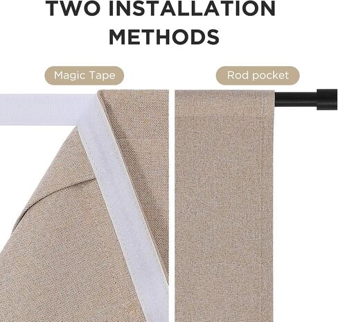 Joydeco 100% Linen Blackout French Door Curtains, Modern Farmhouse Privacy Thermal Insulated Door Window Shades for Bedroom Patio, 1 Panel, W26 x L68 Inch, Linen in Kuwait