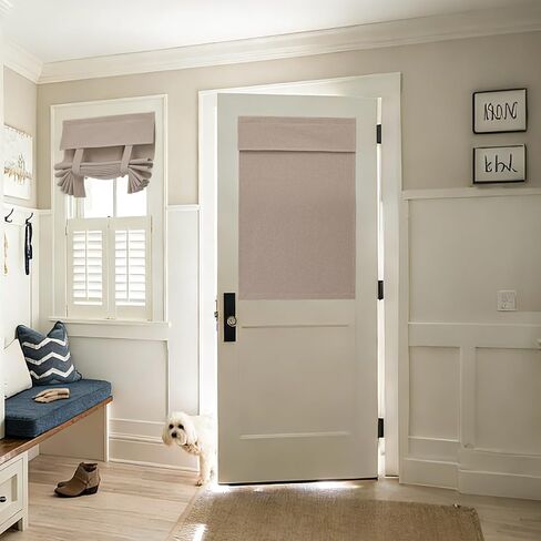 Joydeco 100% Linen Blackout French Door Curtains, Modern Farmhouse Privacy Thermal Insulated Door Window Shades for Bedroom Patio, 1 Panel, W26 x L68 Inch, Linen in Kuwait