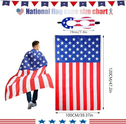 American Flag Costume Cape and Masks, American Flag Cape for Adult Men Women-USA Patriotic Cape Celebratio for 4th of July Blue-White in Saudi Arabia