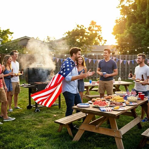 American Flag Costume Cape and Masks, American Flag Cape for Adult Men Women-USA Patriotic Cape Celebratio for 4th of July Blue-White in Saudi Arabia