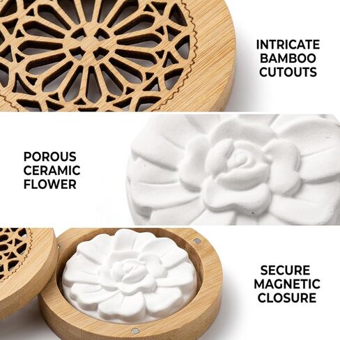 1set 3.5in Aromatic Bamboo Carving Box Set for Home Scenting,Passive Essential Oil Diffuser, Passive Diffuser with Natural Scent Dispersion, Moso Bamboo Construction for Long-Lasting Use in Saudi Arabia