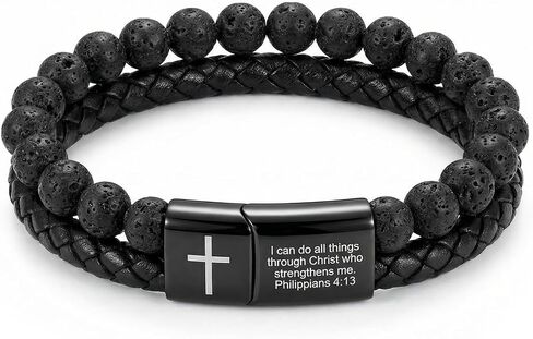 Men's Cross Bracelet, Bible Verse Bracelet, a Christian Gift Suitable for Men, Dad and Pastors, Novel Easter Basket Stuffers in Saudi Arabia