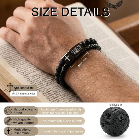 Men's Cross Bracelet, Bible Verse Bracelet, a Christian Gift Suitable for Men, Dad and Pastors, Novel Easter Basket Stuffers in Saudi Arabia
