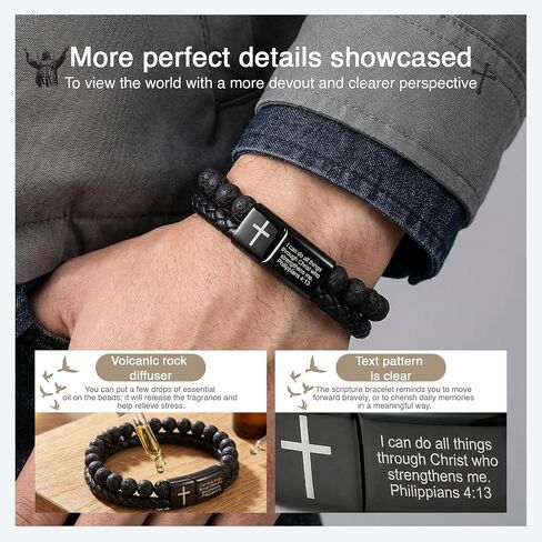 Men's Cross Bracelet, Bible Verse Bracelet, a Christian Gift Suitable for Men, Dad and Pastors, Novel Easter Basket Stuffers in Saudi Arabia