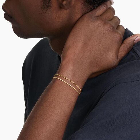 Moodear Stack 6.5Inches Chain Men Bracelet - Thin 14K Gold Plated 2mm Snake Cuban Bracelet Sets for Mens Trendy Jewelry Gift in Saudi Arabia