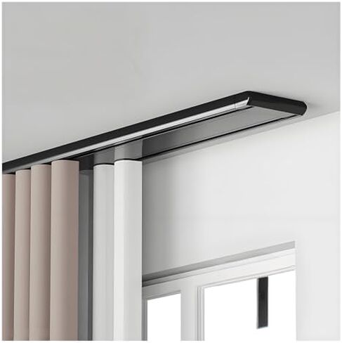 Silent Double Track Ceiling Curtain Rails with Pulley - 3.1m (10.2ft) Aluminum Room Divider for Living Room & Bedroom, Stylish Black Finish for Smooth Operation in Kuwait