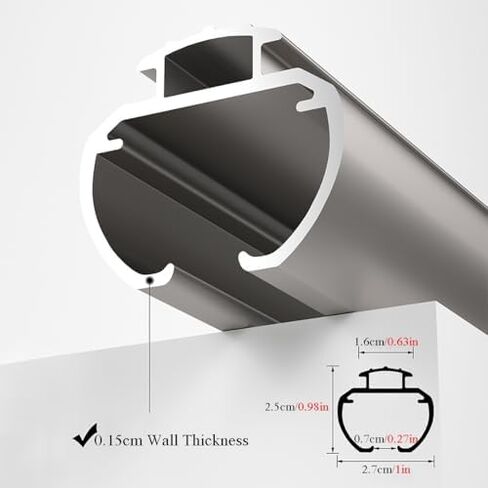 Champagne Curtain Rod Kit 120cm/3.9ft - Wall-Mounted Sliding Track with Elegant Round Decorative Ends for Living Room, Bedroom, or Balcony Decor in Kuwait