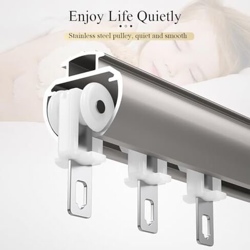 Champagne Curtain Rod Kit 120cm/3.9ft - Wall-Mounted Sliding Track with Elegant Round Decorative Ends for Living Room, Bedroom, or Balcony Decor in Kuwait