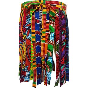 Women's African Car Wash Hem Mini Skirt Kente Ankara Print African Waist Belt Accessories Handmade for Party in Saudi Arabia