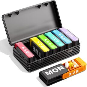Daviky Pill Organizer 1 Time a Day, Drawer Style 7 Day Pill Case with Detachable Daily Boxes, Large Capacity Travel Pill Organizer for Vitamins, Fish Oil, Supplements, Color Coded in Saudi Arabia
