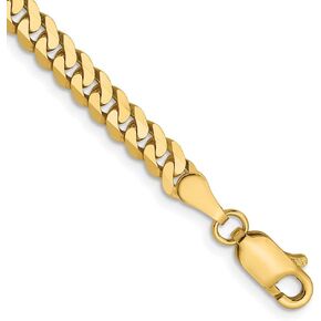 Diamond2Deal 14k Yellow Gold 3.9mm Flat Beveled Cuban Curb Chain Necklace Lobster Lock Clasp (L- 7in) in Kuwait