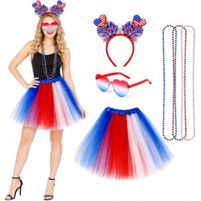 Independence Day Women Costume Accessories Tutu Set 4th of July Outfits for Women Red White and Blue Poncho Costume for Girl in Saudi Arabia