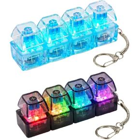 2 PCS Clicky Keyboard Fidget with LED Lights, Relief Stress Clicky 4 Key Board Keychain for Adults in Saudi Arabia