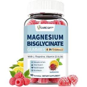 Magnesium Bisglycinate Gummies 400mg Chelated Magnesium with Vitamin D3 B6 and L-Theanine Sleep Support Calm, Muscle Relaxation Bone Health, 90 Gummies| 45 Day Supply, Lemon Raspberry Flavor in Saudi Arabia