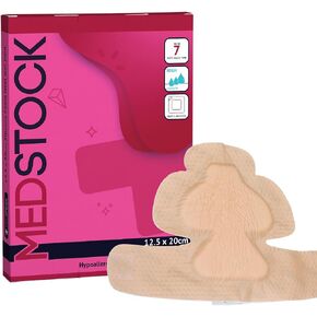 MEDSTOCK Silicone Foam Heel & Joint Dressing with Border, 5"x8" (Pack of 5), Wound Care, Diabetic Foot & Ulcer Dressing, High Absorbence, 5 Layers, Easy to Remove & Reapply in Saudi Arabia