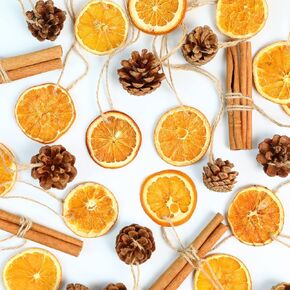 31 Pcs Christmas Ornaments Set, Natural Dried Orange Slices, Cinnamon Sticks and Pinecones, Pre-Tied Jute for Xmas Tree Hanging Decor, Rustic Holiday DIY Crafts in Saudi Arabia