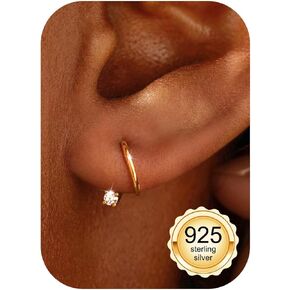 GEMQUEEN Hypoallergenic 925 Sterling Silver Earrings Dainty Threader Earrings Open Huggie Hoop Earrings for Women Adjustable Comfortable Cubic Zircon Spiral Backless Earring Birthday Present in Kuwait
