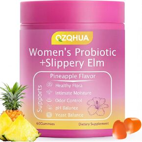Women's Probiotics Gummies with Slippery Elm – Vaginal Health, Gut Health & pH Balance Support, Pineapple Flavor – Gluten Free, Vegan (30 Servings)（Q2） in Saudi Arabia