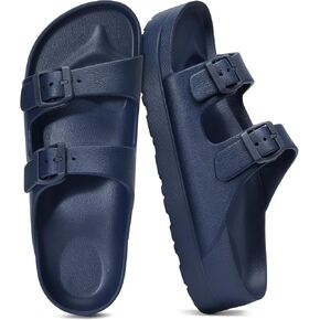 shevalues Women’s Platform Sandals with Arch Support, Lightweight Cloud Slides with Adjustable Double Buckle, Blue 39 in Kuwait