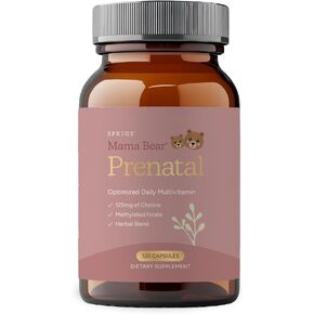 SPRIGS Mama Bear Prenatal Gold Multivitamin with Methylated Folate & Choline, Easy to Digest Prenatal Vitamins for Women, Clean Herbal Blend Pregnancy Support Supplement, 120 Capsules in Saudi Arabia