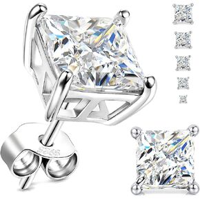 Princess Cut Earrings Moissanite Square Earrings 925 Sterling Silver Hypoallergenic D Color VVS1 Dainty Moissanite Jewelry for Women Men Birthday Anniversary Valentine Christmas Gift 0.3-3.7 CT in Saudi Arabia