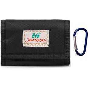 JEMINAL Trifold Wallet for Men Women, Waterproof Nylon Slim Wallet with Keychain, Hook & Loop Closure, Zipper Coin Pocket & Card Holder, Green in Saudi Arabia