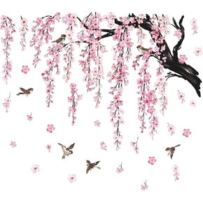 Green Leaf Wall Decals, Boho Hanging Vines Wall Stickers with Butterfly Dragonfly, Peel and Stick Removable Wall Art for Bedroom Nursery Living Room in Kuwait