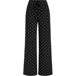 CIDER Women's Polka Dot Lounge Pants High Waist Loose Fit Wide Leg Drawstring Casual Trousers in Kuwait