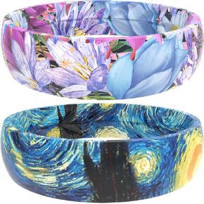 Silicone Wedding Rings for Women 2 Pack, Breathable Leaf Pattern Design, Stackable Bands, Unique Stylish Look, Soft Flexible Comfort Fit for Daily Wear & Sports in Saudi Arabia