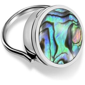 Lip Balm Ring, Refillable Hidden Lip Balm Holder Ring for Women, Blue Abalone Shell Statement Ring, 14K Gold Plated or Stainless Steel Jewelry, Elegant Functional Gift in Saudi Arabia