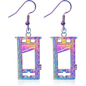 Rainbow Stainless Steel Guillotine Drop Earrings for Women Men Goth Silver Guillotine Dangle Earrings Punk Rock Gold Plated Executioner Earring in Saudi Arabia