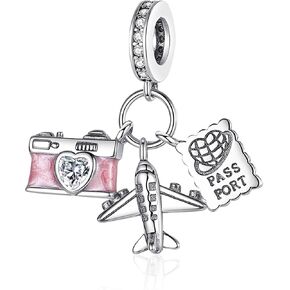 LaMenars 925 Sterling Silver Travel Charms for Pandora Bracelets And Necklaces,Bead Charms Birthday Holiday Jewelry Gifts For Women in Saudi Arabia